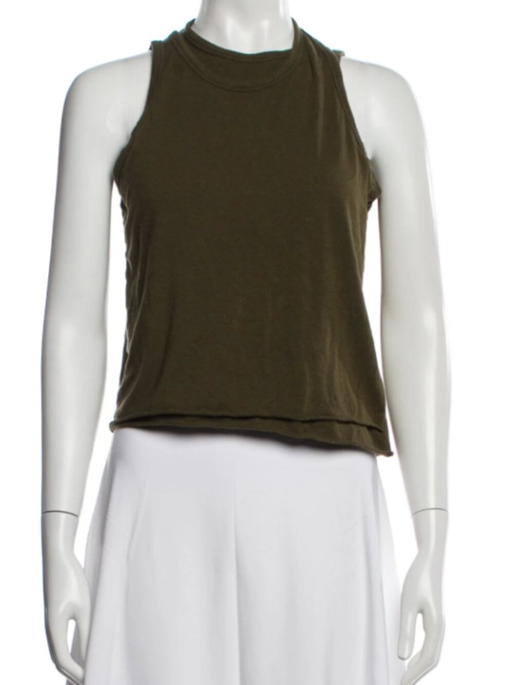 The Frankie Shop Olive Green Layered Tank Sleeveless Tee, Size Small